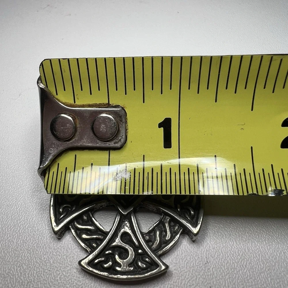 Silver-Colored Celtic Cross Pendant Intricate Knotwork Central Knot - Picture 2 of 4